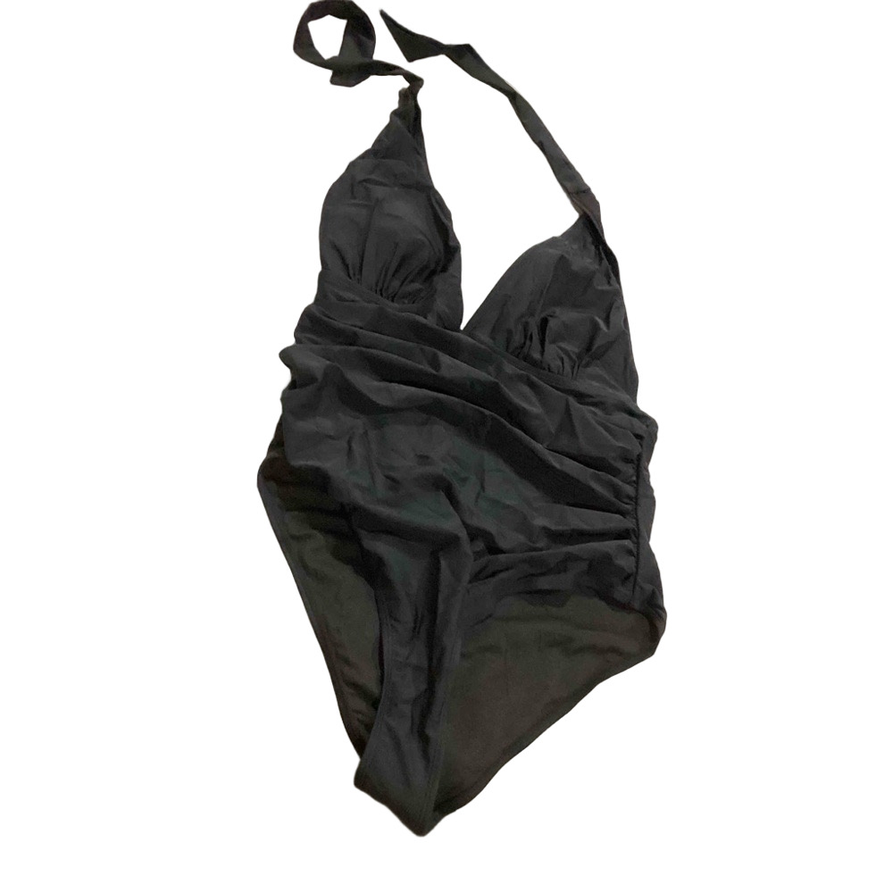 AI'MAGE Womens Halter One Piece Swimsuits Deep V Neck Tummy Control Black XL NWT - Picture 2 of 16